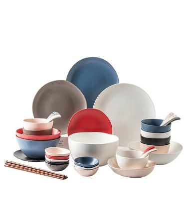 42 Pieces-Porcelain Dinnerware Set Service for 6/8modern Kitchen Dinnerware Set Complete Porcelain Combination -Include Plates Bowl Sets-for Home Fruit Salad Snack Et