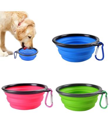 KXUSW 3 pieces of dog bowl foldable with hook portable silicone drinking bowl dog bowl on the way for cats dogs travel hikes and camping