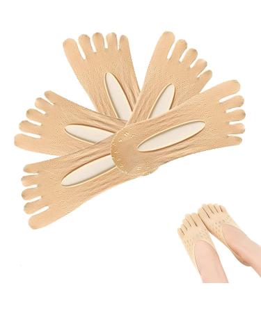 UDERUI 5 Pairs Womens Orthoes Socks Orthoes Bunion Relief Socks for Men Orthopedic Toe Compression Sock Anti Bunion Health Sock Low Cut Five Toe Socks for Bunions 5 Pairs Beige One Size