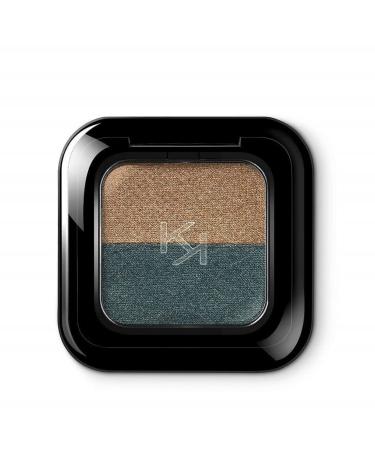 KIKO Milano Bright Duo Eyeshadow 15 | Duo eyeshadow with generous and intense colour payoff 15 Classic Gold / Green Teal