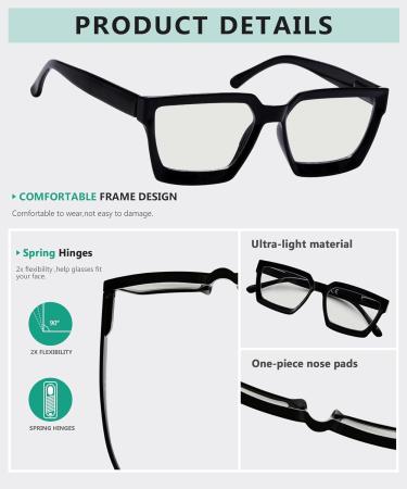 Eyekepper Multifocus Progressive Computer Readers for Women - Oversized Black Trifocal Reading Glasses with Blue Light Filter +3.00 Diopters - Buy Online on GoSupps.com