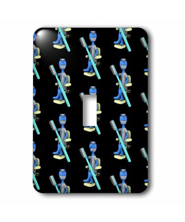 3dRose Cute dental design of a dentist with a large toothbrush. - Light Switch Covers (lsp_352862_1)