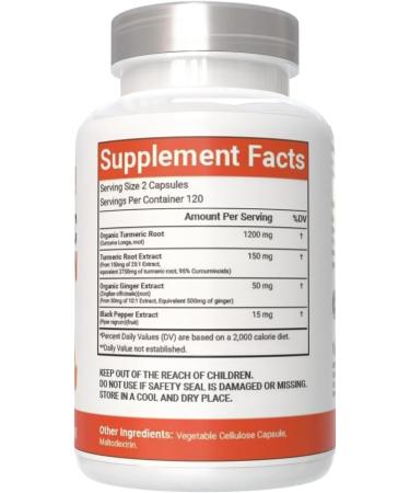VitaCosmoX Turmeric Curcumin with Bioperine 1200 mg Veggie Capsules 240 Count Non-GMO Vegan - Buy Online on GoSupps.com