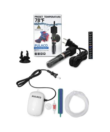 PULACO 25W Small Aquarium Betta Heater with Free Thermometer Strip Under 6 Gallon Fish Tanks