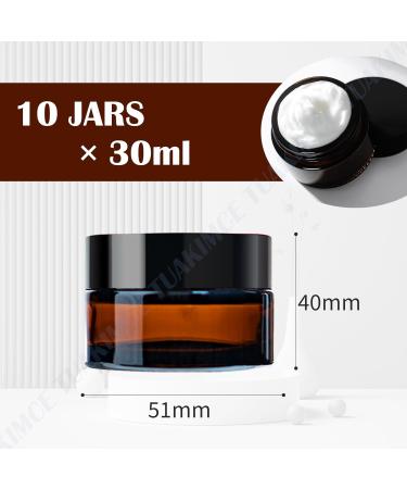 Tuakimce 10 Pack 30ml Refillable Cosmetic Glass Cream Containers with Lid - Ideal for Creams Lotions & Essential Oils - Buy Online on GoSupps.com
