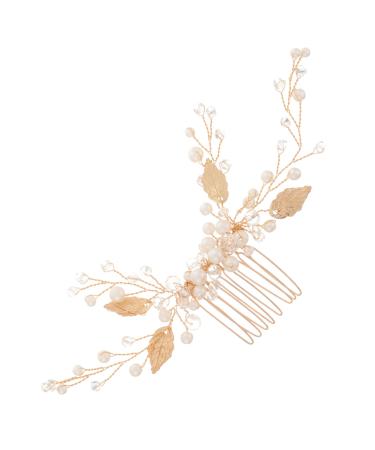 FRCOLOR Miss crystal hair comb Hair piece Metal bride decorate hair romantic wedding headpiece ornament hair accessories alloy gold hair accessories leaf prom accessories grace