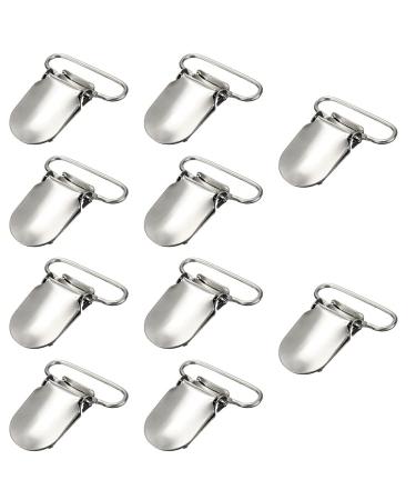 Leeqb Cr 10 piece of pacifier clips pacifier clips clip pacifier chain metal braces clips silver duck beak shaped pacifier holder braces clip strap silver