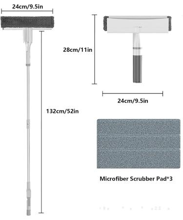 Spray Window Washing Kit with Sewage Collector and 3 Pads 4 in 1 Shower Squeeze for Glass Door and Tile with Extension Pole Car Window Cleaner Tool Window Cleaning Equipment - Buy Online on GoSupps.com