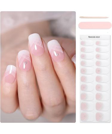 DMQ Semi Cured Gel Nails Strips 20 Stickers Nail Wraps Soft Self-Adhesive Gel Nail Stickers Pink White Gel Nail Strips for French Nails Manicure Nail Wraps - UV/LED Lamp Required Pink White Diamond - Buy Online on GoSupps.com