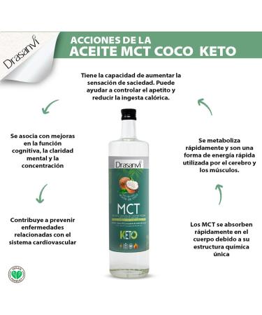 100% MCT Coconut Oil 1000ml Keto Drasanvi Caprilic Acid (70%) and Capric Acid (30%) BPA-Free Plastic Bottle Gluten free No GMO Vegan Friendly 1000 ml - Buy Online on GoSupps.com