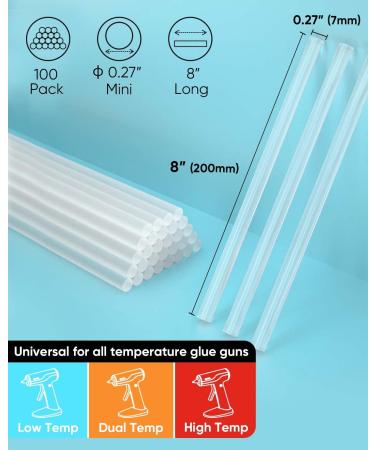 SHALL Mini Hot Glue Sticks 100-pack - Clear All-Temp Hot Melt Glue Gun Sticks - 0.27 x 8 - Multipurpose DIY Art Craft Supplies - Buy Online on GoSupps.com