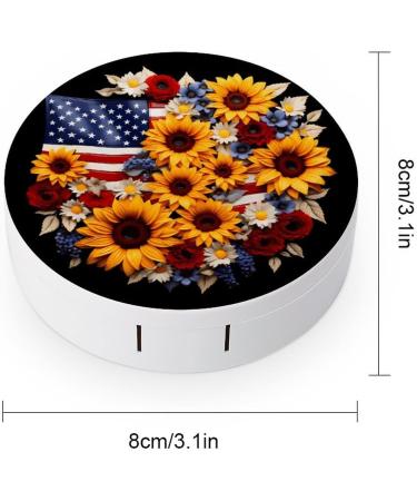 American Flag Sunflowers Contact Lens Travel Kit | Portable Cute Contact Box with Mirror for Daily Use - Ideal for Outdoor Activities - Buy Online on GoSupps.com
