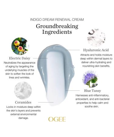Indigo Dream Renewal Cream - Best Botanical Face Moisturizer with Hyaluronic Acid & Ceramides | Organic Cruelty-Free Made in USA - Buy Online on GoSupps.com