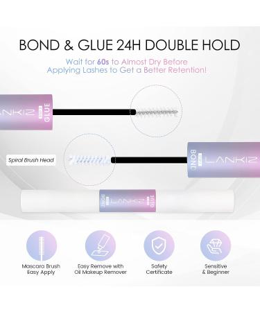 LANKIZ DIY Eyelash Extension Kit - 32pcs Wide-stem Cluster Lashes | Super Hold Mascara Brush | Bond and Seal Eyelash Glue | Applicator | Faux Mink Individual Lashes - Starter Kit - Buy Online on GoSupps.com
