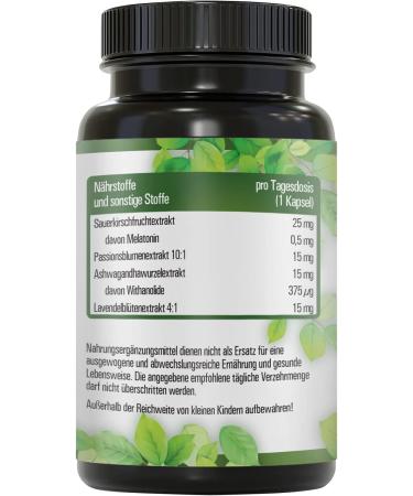 Vihado Nature Melatonin High Dose - Natural Sleep Aid with Sauerkirsch Ashwagandha Passion Flower & Lavender - 90 Capsules for Restful Sleep - Buy Online on GoSupps.com