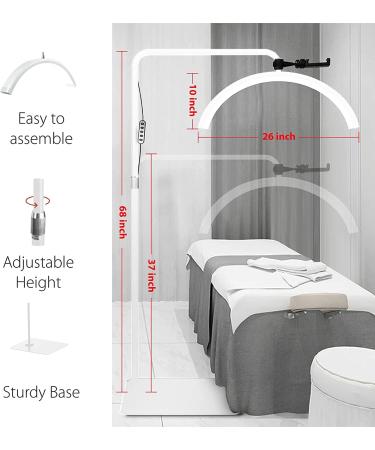 Toyshi Eyelash LED Half Moon Floor Lamp - Perfect Lighting for Beauty, Skincare, Lashes, Eyebrows, and Content Creation (White) - Buy Online on GoSupps.com