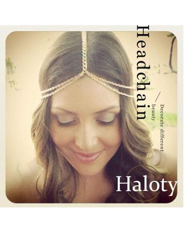Haloty Gold Wedding Head Chain for Women & Girls | Gypsy Tassel Headband Jewelry - Buy Online on GoSupps.com