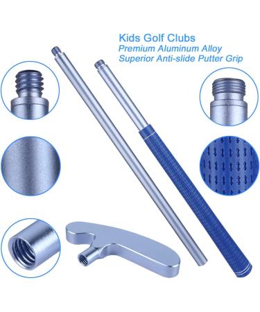 Wassteel Kids Golf Clubs-6063 Aluminum Alloy Left Handed Putter Set for 5 Year Old Boys Girls - Indoor/Outdoor Mini Golf Putters with 5 Plastic Balls - Silver&Blue - Buy Online on GoSupps.com