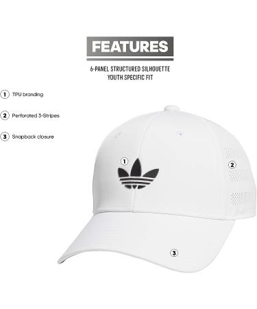 adidas Originals Boys' Youth Beacon 5.0 Snapback - White/Black - One Size - Buy Online on GoSupps.com