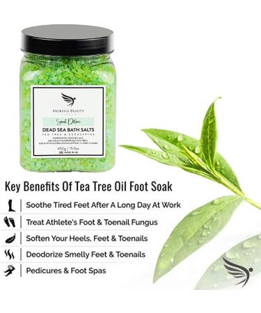 Tea Tree Foot Spa Salts (450g) - Made in UK | Natural Dead Sea Salts for Women & Men - Aromatherapy Bath Soak - Buy Online on GoSupps.com