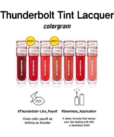 COLORGRAM Thunderbolt Tint Lacquer - Long Lasting Moisturizing Lip Stain - True Beauty K-Drama Makeup - 0.2 fl.oz 02 Heart Tok - Buy Online on GoSupps.com