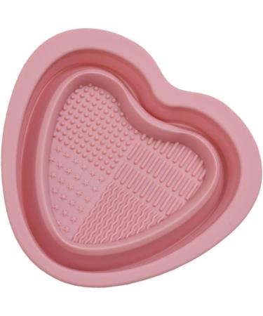 Geteawily Makeup Brush Cleaning Bowl Silicone Makeup Brush Cleaning Bowl | Heart Shape Silicone Cosmetic Brush Cleaner Cleaning Pad Pink - Buy Online on GoSupps.com