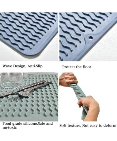 Silicone Pet Feeding Mat - Waterproof Anti-Slip Placemat for Dogs and Cats - Raised Edges to Prevent Spills - 15.7x11.8 Light Grey - Buy Online on GoSupps.com