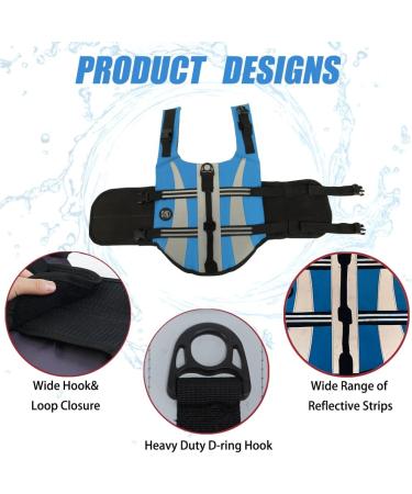 Emust Life Vest for Dogs | Lightweight & Durable Dog Swimming Jacket | Perfect for Small Medium & Large Dogs | XL Blue - Ideal for Water Activities - Buy Online on GoSupps.com