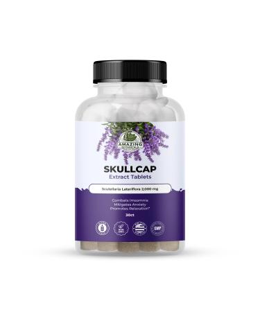 Amazing Botanicals Skullcap 10X Extract Tablets 2,000 mg - High Potency Herbal Supplement for Relaxation and Wellness - 30 Tablets