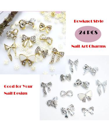 KACHIMOO 3D Nail Bows Charms - 24 PCS Alloy Pearl Bowknot Nail Accessory | Women/Girls Nail Decor Set - Buy Online on GoSupps.com