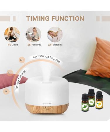 Homeweeks 300ml Essential Oil Diffuser with Remote Control Timer | Wood Grain Ultrasonic Aromatherapy Mist Diffuser | 7 Colors Light for Bedroom - Buy Online on GoSupps.com