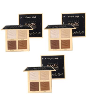 FOMIYES 3pcs Kit Shades Facial Brighten Beauty Four Powder Makeup Cosmetics Face Waterproof 1 count (Pack of 1) As Shownx3pcs