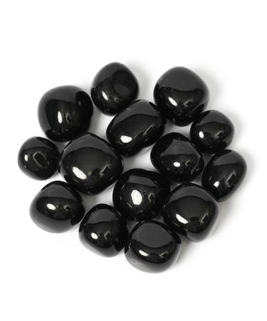 ZenQ 1/2 lb Tumbled Black Obsidian Stones for Wicca Reiki and Energy Crystal Healing Natural Black Obsidian Stone from Mexico