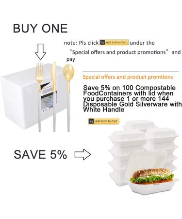 144 PCS Disposable Gold Silverware with White Handle - 48 Forks, 48 Knives, 48 Spoons - Buy Online on GoSupps.com