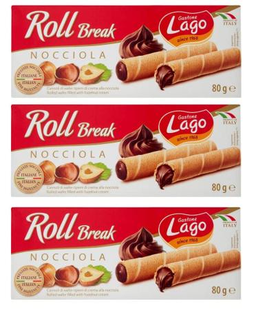 Italian Gourmet E.R. Gastone Lago Roll Break Nocciola Set of 3 waffle pads filled with hazelnut cream 80 g