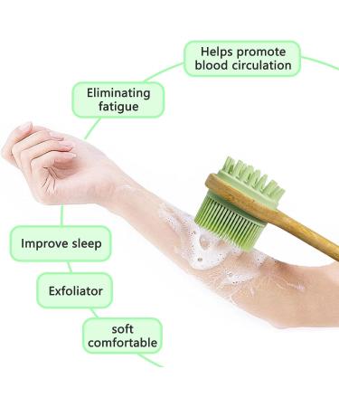 2 in 1 Bath Brush and Shampoo Brush for Shower - Dual-Sided Long Handle Back Scrubber and Body Exfoliator in Green - Buy Online on GoSupps.com