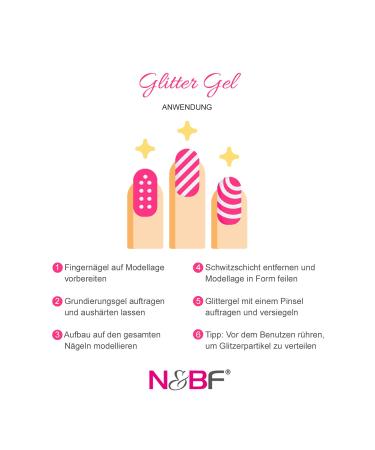 N&BF Glitter UV Gel 5ml - Silver Shimmer Multicolor | Acid-Free & Self-Smoothing | EU-Made Glitter Color Gel for Shimmering Geln gel - Buy Online on GoSupps.com