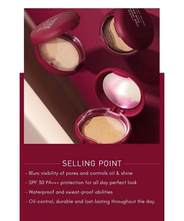 REDWINE Cover Pact 2 PCS Compact Foundation for Oily Skin - Long Lasting, Matte Finish, SPF30, Lightweight - No.21 Light Beige - Buy Online on GoSupps.com