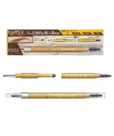 EXCEL Powder & Pencil Eyebrow PD02 Camel Brown