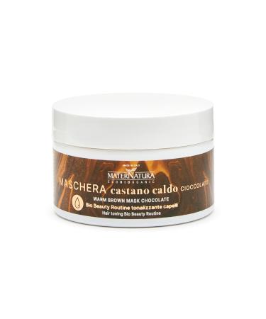Maternatura, Warm Chocolate Brown Mask, Toning Mask Ideal for Golden and Hazelnut Shades, Moisturizing, Organic Beauty Routine for Warm Brown Hair, Made in Italy - 200 ml