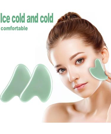 2 Partial Gua Sha Stones - Harz Anti-Aging Face Massage Tool for Meridian Clarity | Green Massage Stones for Face Neck Back & Legs - Buy Online on GoSupps.com