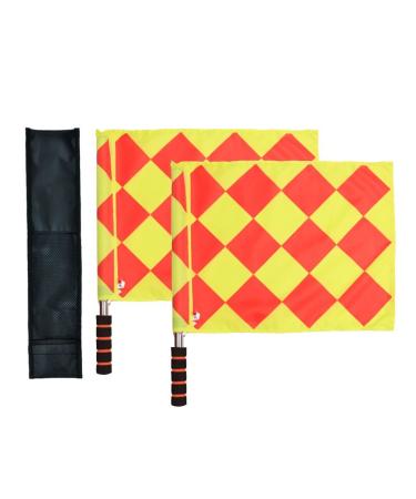 Haploon Soccer Ref Flags Football Rugby Linesman 2pcs Checkered Referee Flags Metal Pole Foam Handle with Carring Bag pack of 2