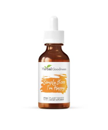 Herbal Goodness Simply B'cos I'm Happy! Mood & Stress Support Supplements for Men & Women | Mixed with Ashwagandha Organic Graviola St. John's Wort 2oz
