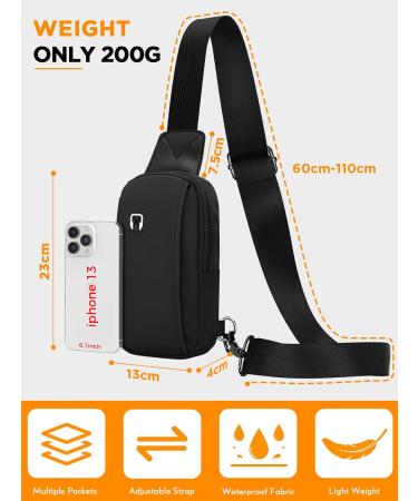 ZXK Co Sling Bag for Men - Waterproof & Durable Crossbody Bag | Small Black Breast Pocket for Cycling Running & Commuting - Buy Online on GoSupps.com