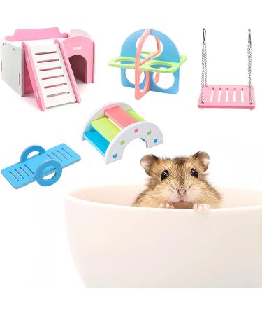 Shop Cisolen 5-Piece Hamster Toy Set | Rainbow Bridge Rocking Swing & Playground Accessories for Hamsters Rats & Small Animals | International Shipping Available - Buy Online on GoSupps.com