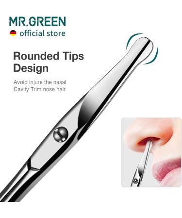 MR.GREEN Stainless Steel Facial Hair Scissors - Rounded Nose Hair Mustache Beard Eyebrows & Eyelashes Trimming Clippers (MR-2002) - International Shipping Available - Buy Online on GoSupps.com