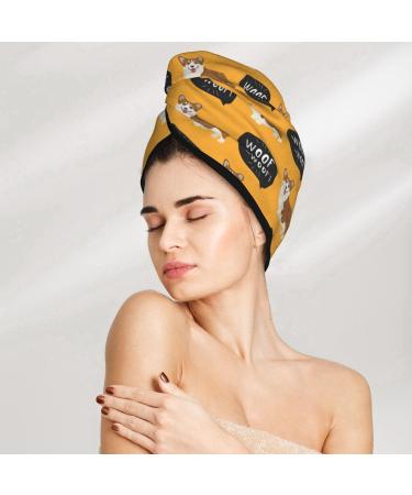 Hair Towel Wrap | Quick Drying Towel Turban with Button - Corgi Design for Effortless Hair Drying - Buy Online on GoSupps.com
