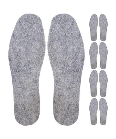 Wool Shoe Insoles 5 Pairs Wool Felt Insoles 5mm Winter Warm Insole Soft Shoe Insert Cushions Boot Warming Insoles for Men and Women Grey Sole Insoles