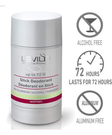 LAVILIN Underarm Deodorant Stick For Women - 72 Hour Protection - The Ultimate and Different Way to Prevent Unpleasant Odors Alcohol Paraben and Aluminum Free - Cruelty-Free - Kind to your Skin - Buy Online on GoSupps.com