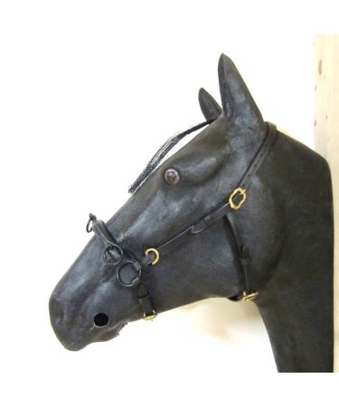 PS Horse Articles French Cavesson Cavecon/Cavesson with D-Rings Soft - Size Full Black with Gold Fittings